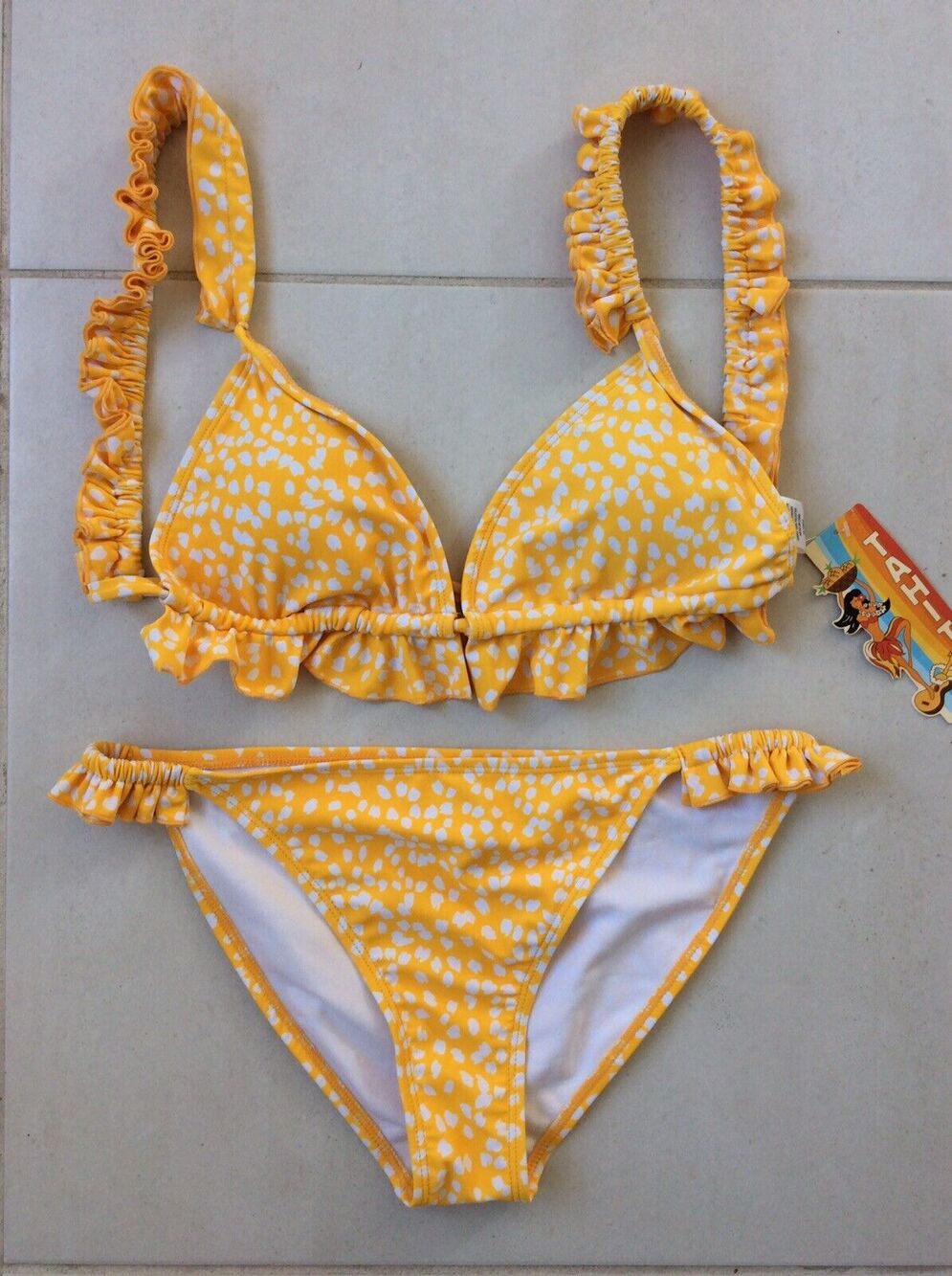 Tahiti Swim Bikini Swimwear Multicolor Print Ruffled Swimsuit